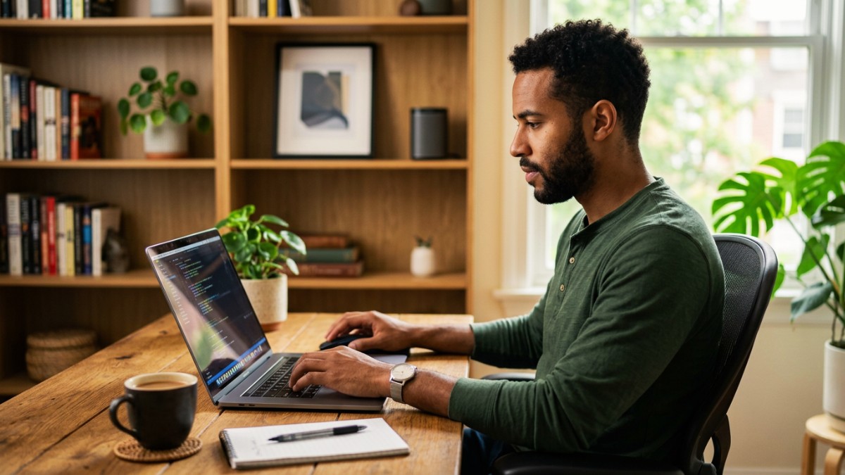 Homem analisando a diferença entre SEO e GEO