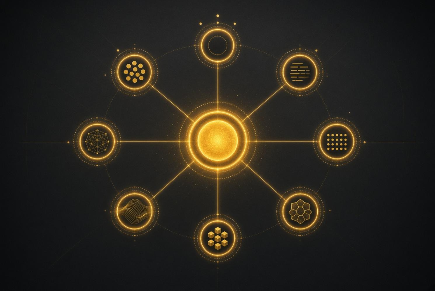 Pillar page central conectada por links internos a artigos de cluster em torno de um tema